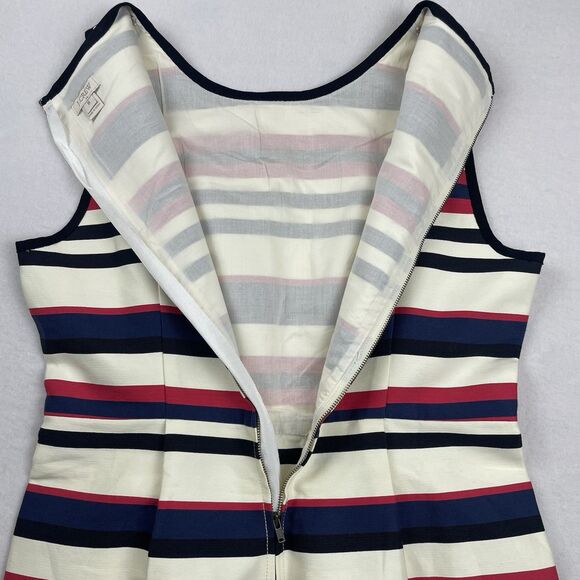 J.Crew Women’s Sleeveless Striped Peg Dress Ivory Pink Blue Career Teacher-8 - Picture 9 of 11